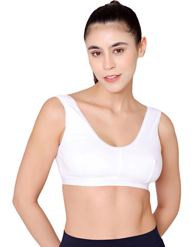 Sports Bra-1607S Non-Padded  White