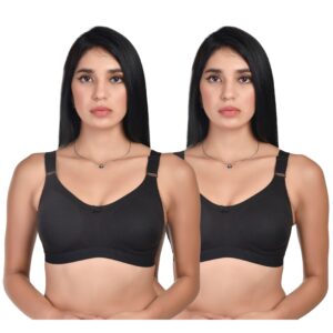 Edmee Feel Fit Women Full Cover Seamless Bra Combo | Non-Padded Broad Strap Soft Comfort Bra | Pack of 2