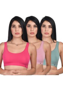 Sports Bra for Women – Gym Long Sports Bra | Premium Comfort Fit Elastic Running Bra | Pack of 3