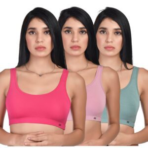 Sports Bra for Women – Gym Long Sports Bra | Premium Comfort Fit Elastic Running Bra | Pack of 3